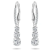 Attract Trilogy hoop earrings, Round cut, White, Rhodium plated by SWAROVSKI