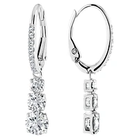 Attract Trilogy hoop earrings, Round cut, White, Rhodium plated by SWAROVSKI