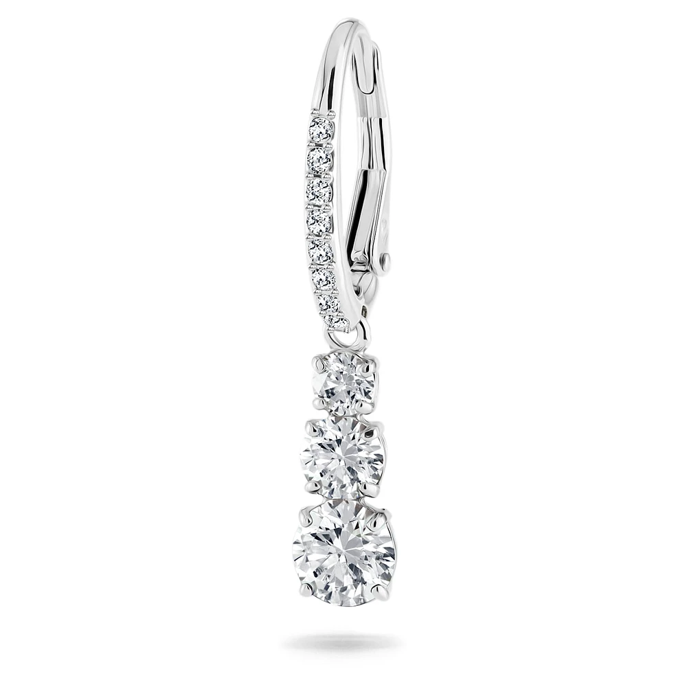 Attract Trilogy hoop earrings, Round cut, White, Rhodium plated by SWAROVSKI