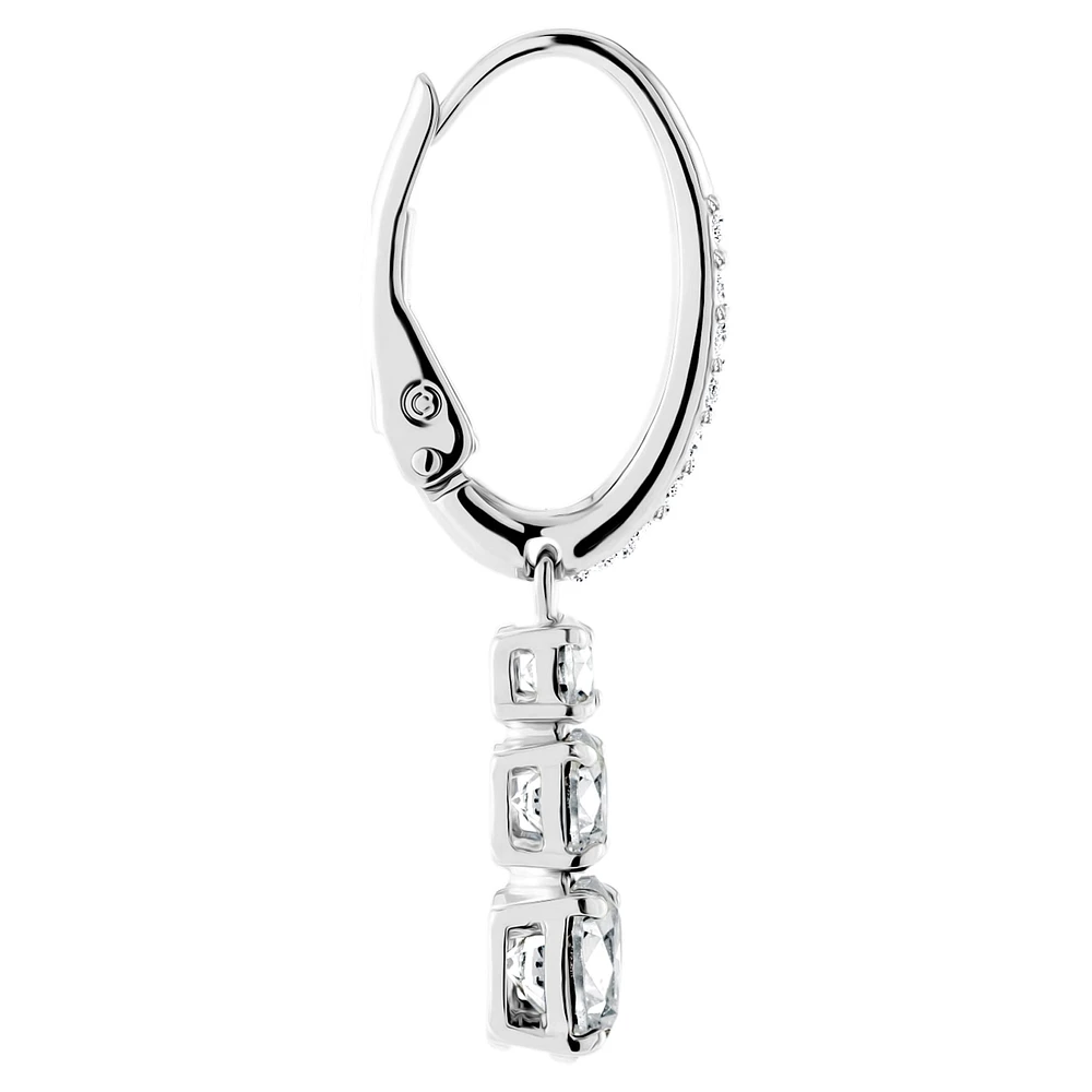 Attract Trilogy hoop earrings, Round cut, White, Rhodium plated by SWAROVSKI