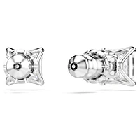 Attract stud earrings, Square cut, White, Rhodium plated by SWAROVSKI