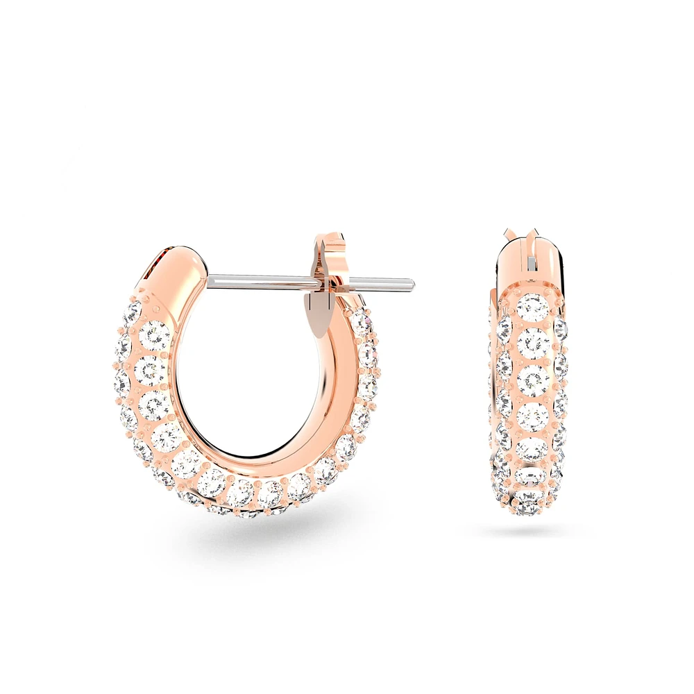 Stone hoop earrings, Pavé, Small, White