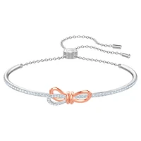 Lifelong Bow bangle, Bow, White, Mixed metal finish by SWAROVSKI