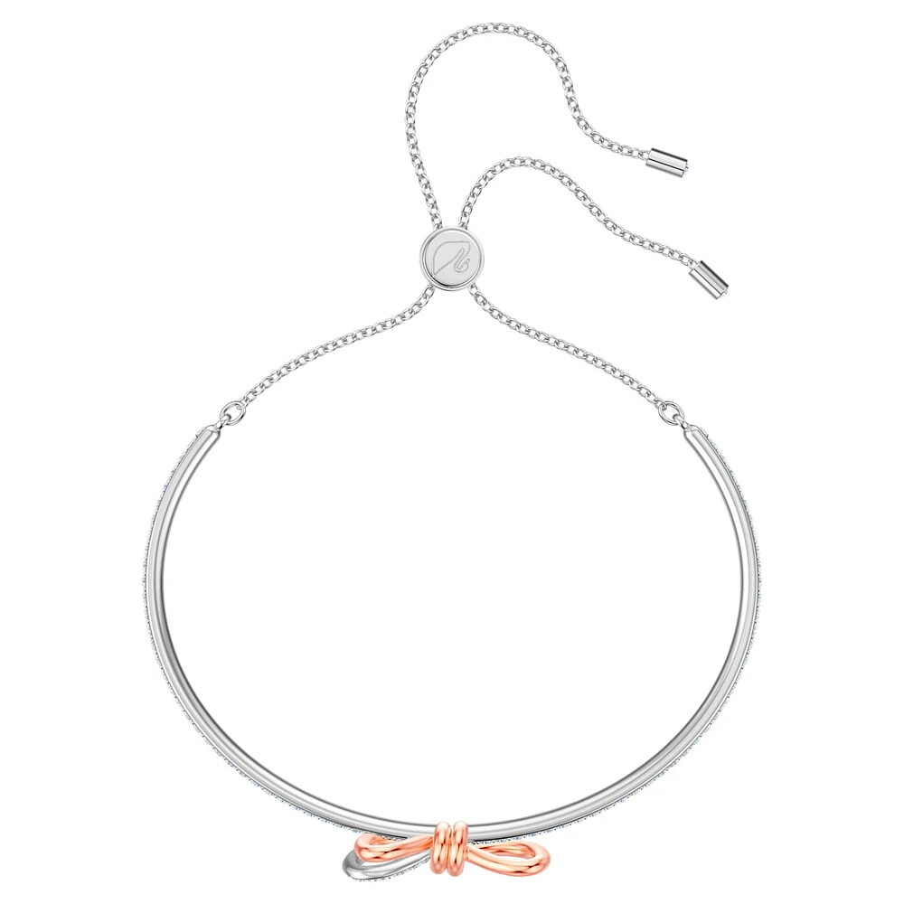 Lifelong Bow bangle, Bow, White, Mixed metal finish by SWAROVSKI