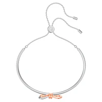 Lifelong Bow bangle, Bow, White, Mixed metal finish by SWAROVSKI