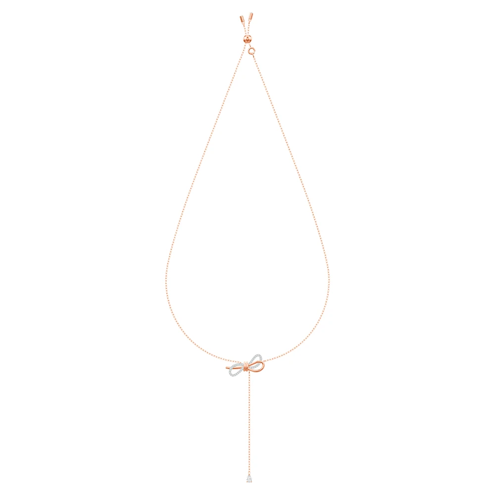 Lifelong Bow necklace, Bow, White, Mixed metal finish by SWAROVSKI