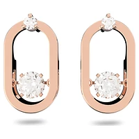 Swarovski Sparkling Dance stud earrings, Round cut, Oval shape, White, Rose gold-tone plated by SWAROVSKI