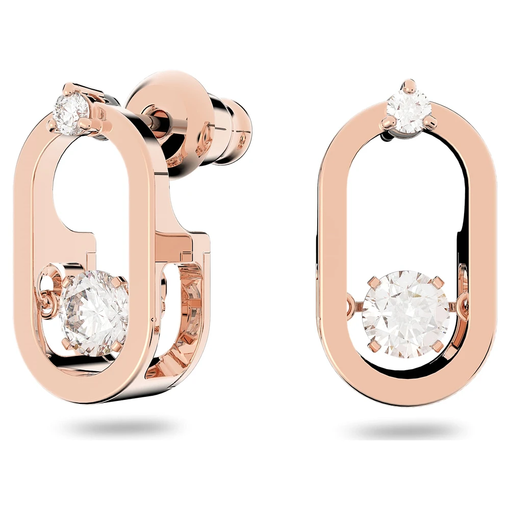 Swarovski Sparkling Dance stud earrings, Round cut, Oval shape, White, Rose gold-tone plated by SWAROVSKI