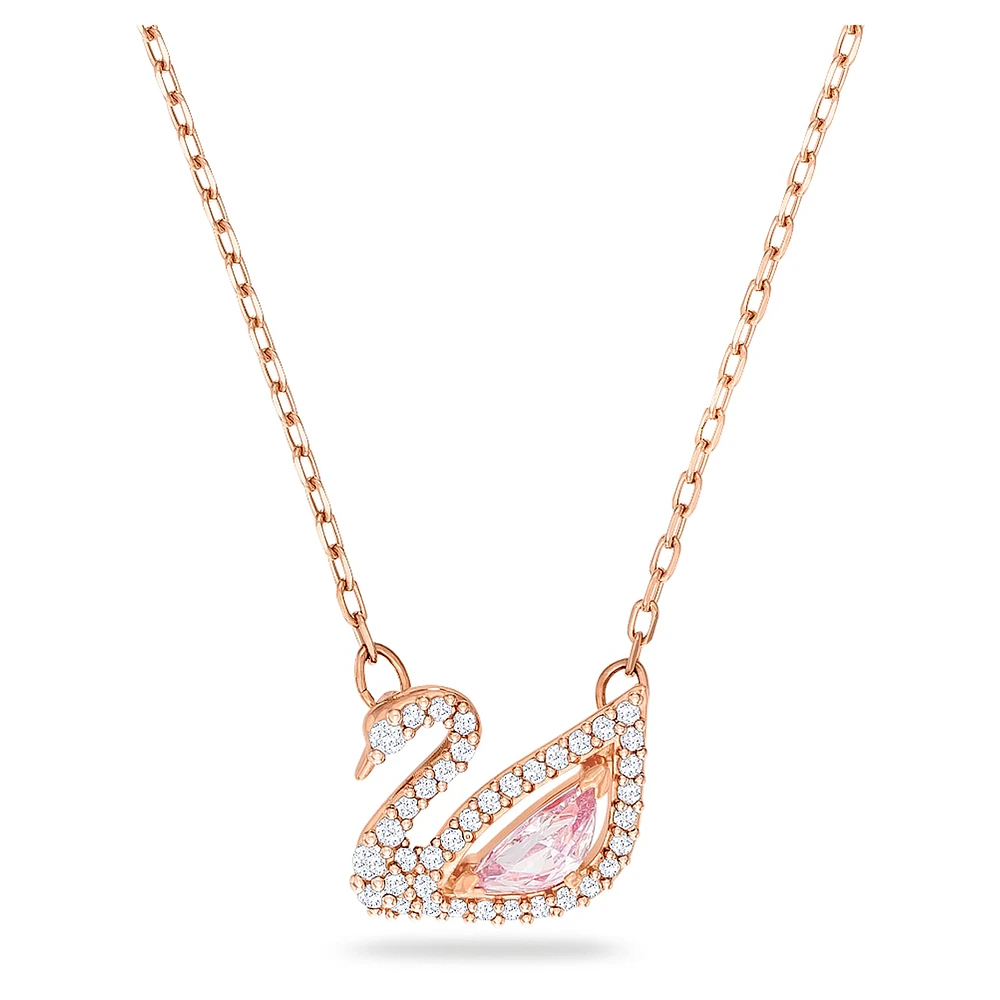 Dazzling Swan necklace, Swan, Pink, Rose gold-tone plated by SWAROVSKI