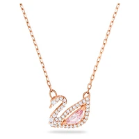 Dazzling Swan necklace, Swan, Pink, Rose gold-tone plated by SWAROVSKI