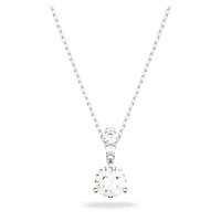 Solitaire pendant, Round cut, White, Rhodium plated by SWAROVSKI