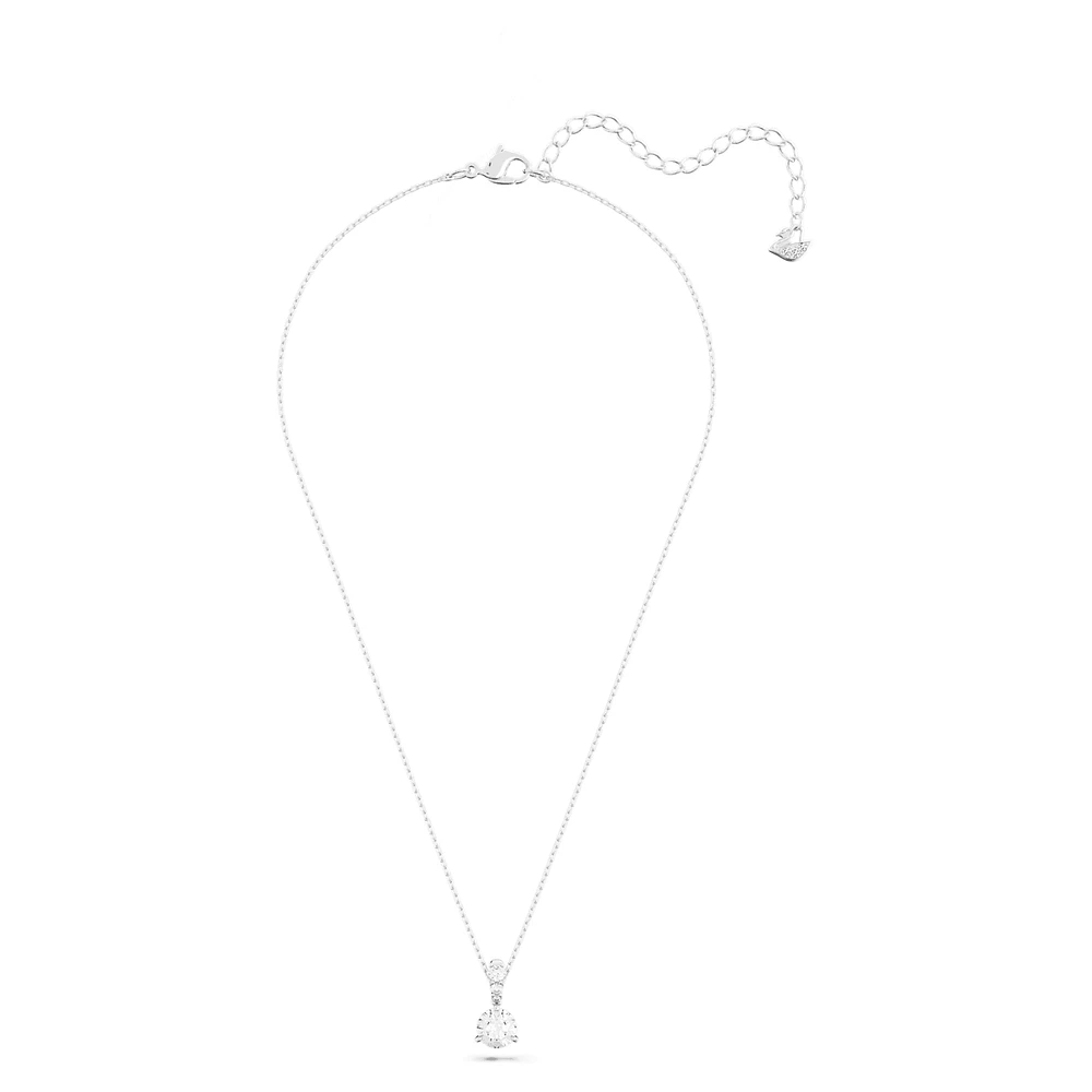Solitaire pendant, Round cut, White, Rhodium plated by SWAROVSKI