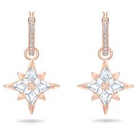 Swarovski Symbolic drop earrings, Star, White, Rose gold-tone plated by SWAROVSKI