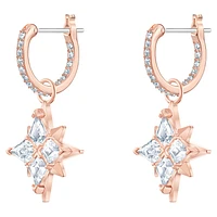 Swarovski Symbolic drop earrings, Star, White, Rose gold-tone plated by SWAROVSKI