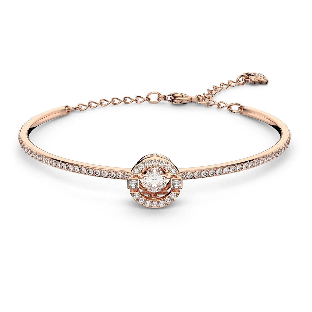 Swarovski Sparkling Dance bangle, Round cut, White, Rose gold-tone plated by SWAROVSKI