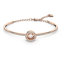Swarovski Sparkling Dance bangle, Round cut, White, Rose gold-tone plated by SWAROVSKI