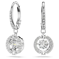 Swarovski Sparkling Dance drop earrings, Round cut, White, Rhodium plated by SWAROVSKI