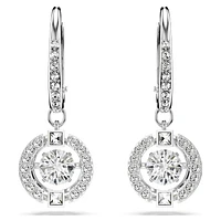 Swarovski Sparkling Dance drop earrings, Round cut, White, Rhodium plated by SWAROVSKI