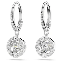 Swarovski Sparkling Dance drop earrings, Round cut, White, Rhodium plated by SWAROVSKI