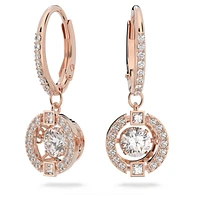 Swarovski Sparkling Dance drop earrings, Round cut, White, Rose gold-tone plated by SWAROVSKI