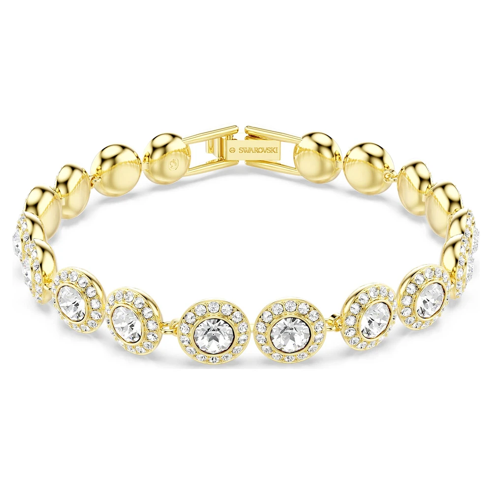 Angelic Tennis bracelet, Round cut, Pavé, Medium, White, Gold-tone plated by SWAROVSKI