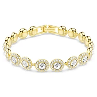 Angelic Tennis bracelet, Round cut, Pavé, Medium, White, Gold-tone plated by SWAROVSKI