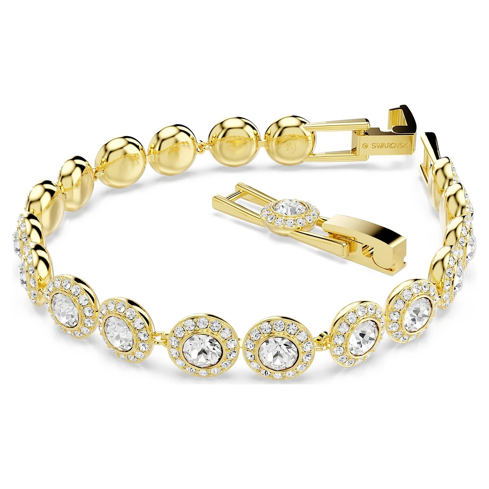 Angelic Tennis bracelet, Round cut, Pavé, Medium, White, Gold-tone plated by SWAROVSKI