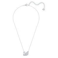 Dancing Swan necklace, Swan, White, Rhodium plated by SWAROVSKI