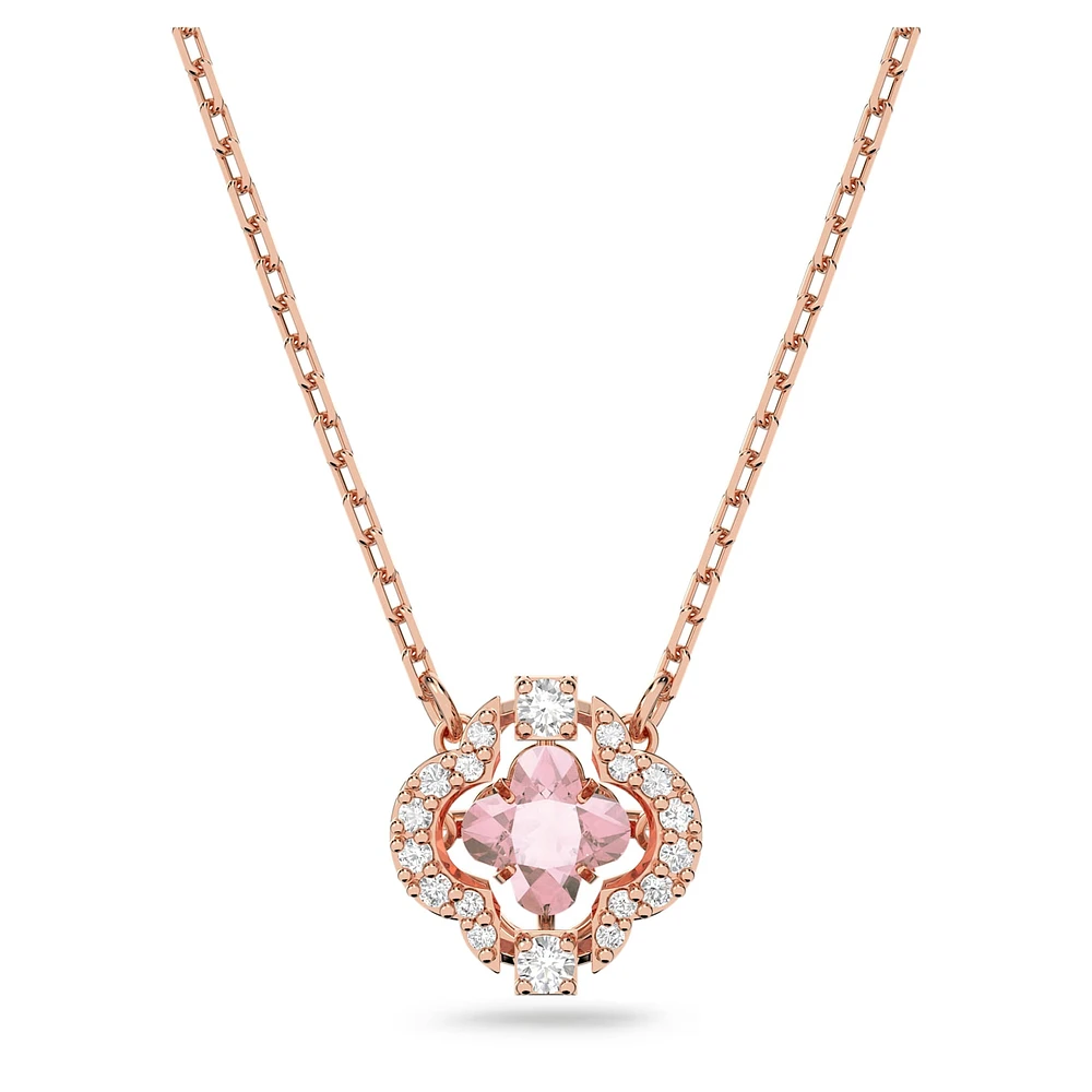 Una necklace, Clover, Pink, Rose gold-tone plated by SWAROVSKI