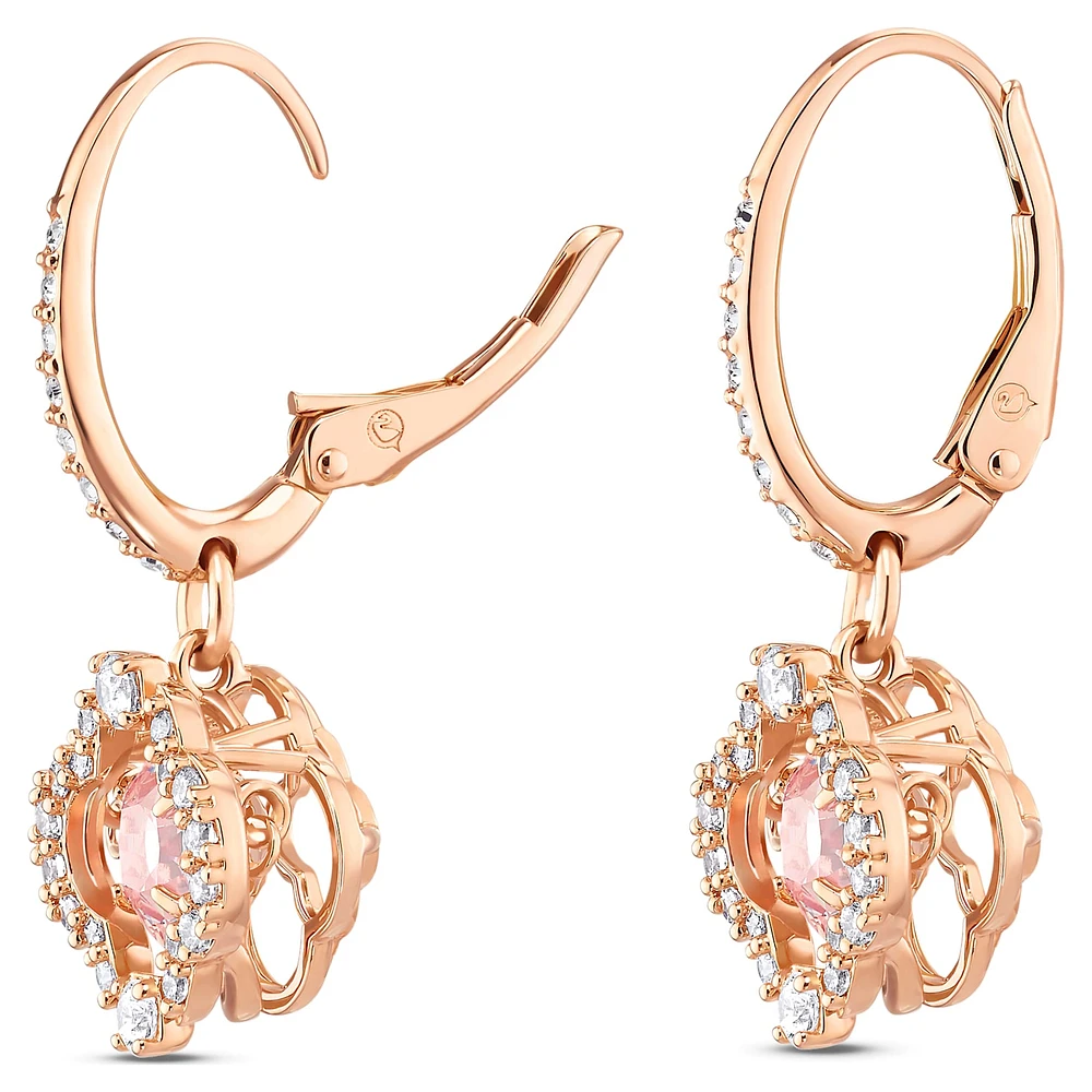 Una drop earrings, Clover, Pink, Rose gold-tone plated by SWAROVSKI