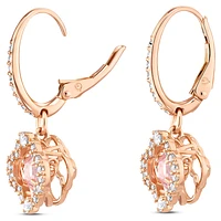 Una drop earrings, Clover, Pink, Rose gold-tone plated by SWAROVSKI