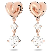 Lifelong Heart drop earrings, Heart, White, Rose gold-tone plated by SWAROVSKI