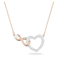 Swarovski Infinity necklace, Infinity and heart, White, Mixed metal finish by SWAROVSKI