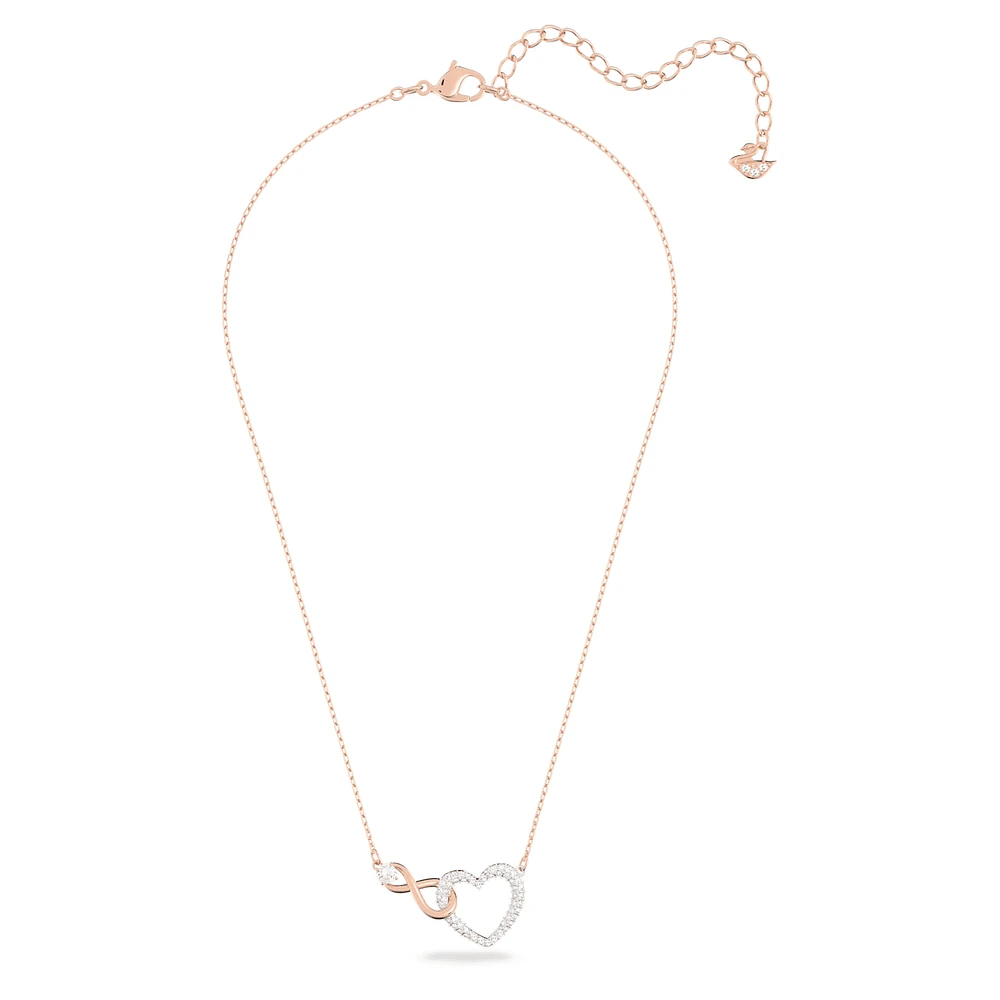Swarovski Infinity necklace, Infinity and heart, White, Mixed metal finish by SWAROVSKI