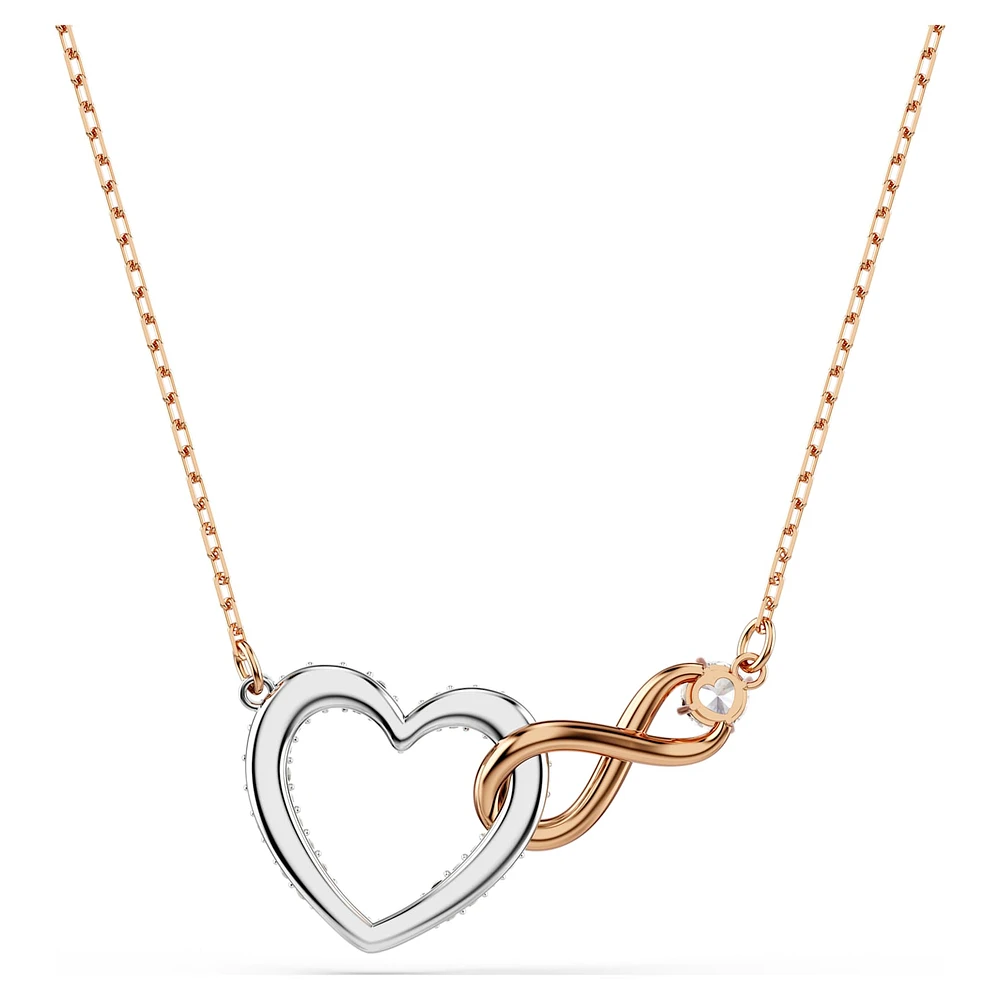 Swarovski Infinity necklace, Infinity and heart, White, Mixed metal finish by SWAROVSKI