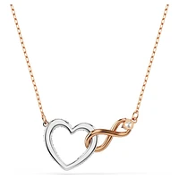 Swarovski Infinity necklace, Infinity and heart, White, Mixed metal finish by SWAROVSKI