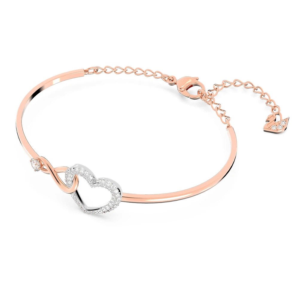 Swarovski Infinity bangle, Infinity and heart, White, Mixed metal finish by SWAROVSKI