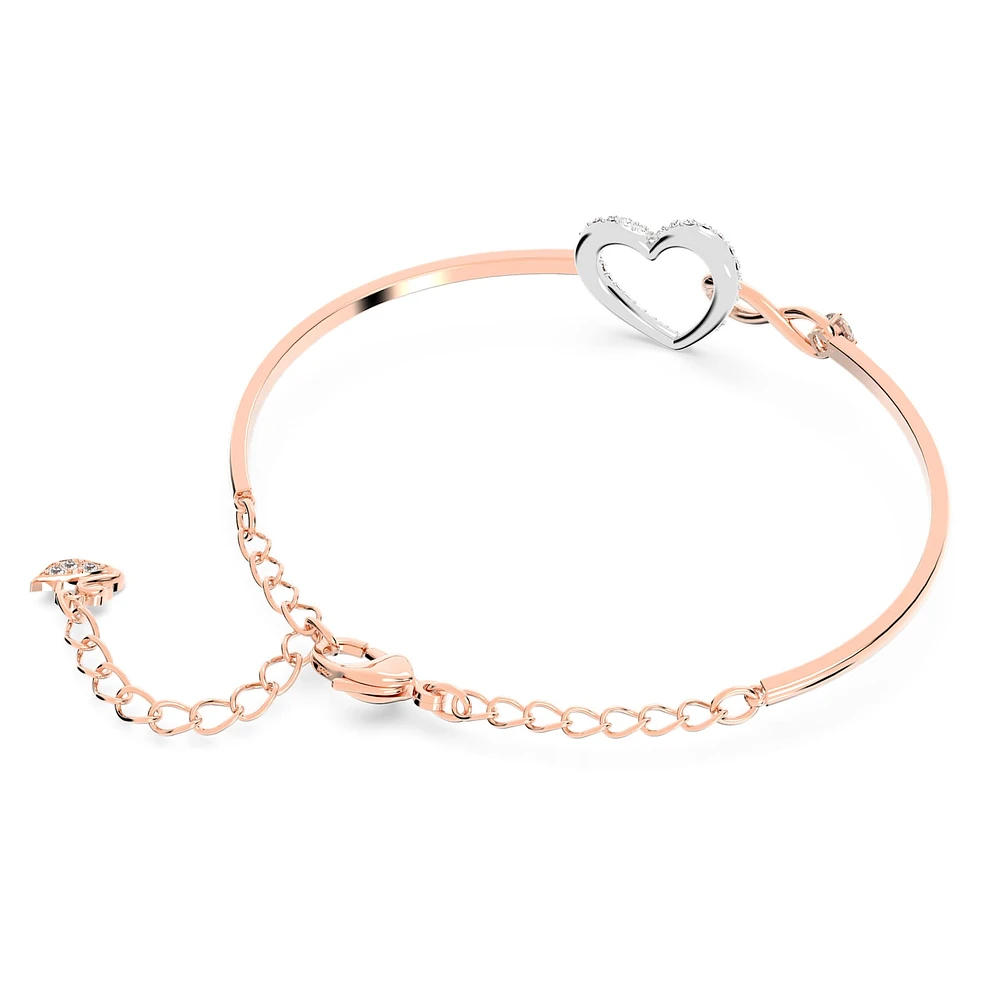 Swarovski Infinity bangle, Infinity and heart, White, Mixed metal finish by SWAROVSKI