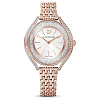 Crystalline aura watch, Swiss Made, Metal bracelet, Rose gold tone, Rose gold-tone finish by SWAROVSKI