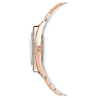 Crystalline aura watch, Swiss Made, Metal bracelet, Rose gold tone, Rose gold-tone finish by SWAROVSKI