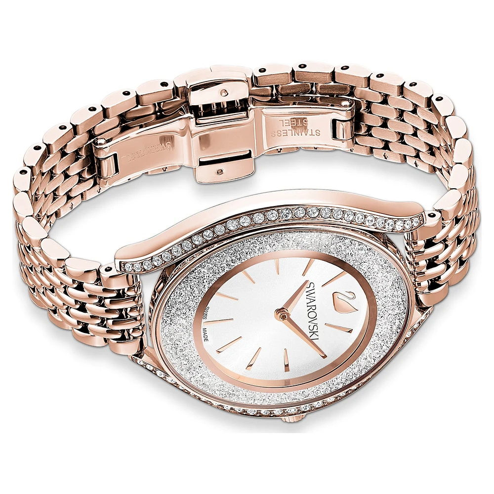 Crystalline aura watch, Swiss Made, Metal bracelet, Rose gold tone, Rose gold-tone finish by SWAROVSKI