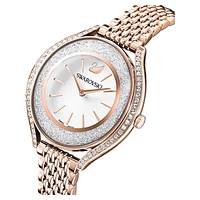 Crystalline aura watch, Swiss Made, Metal bracelet, Rose gold tone, Rose gold-tone finish by SWAROVSKI