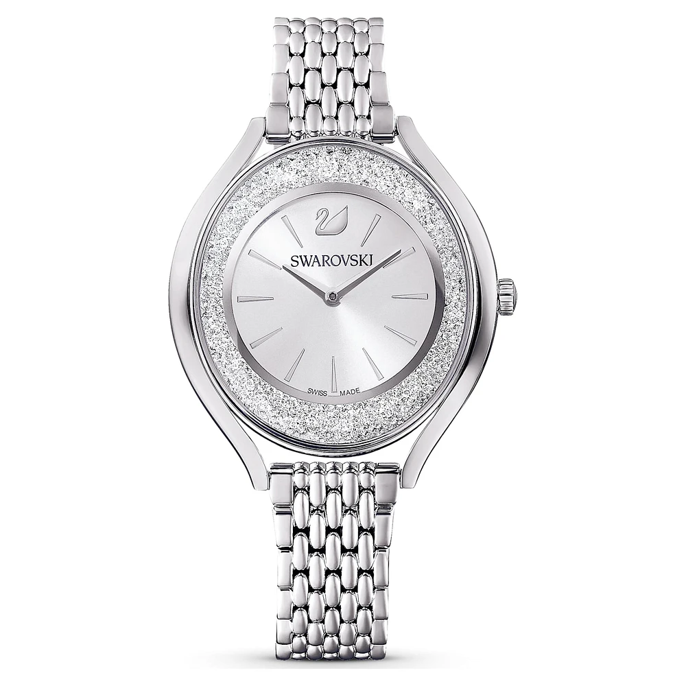 Crystalline Aura watch, Swiss Made, Metal bracelet, Silver Tone, Stainless steel by SWAROVSKI