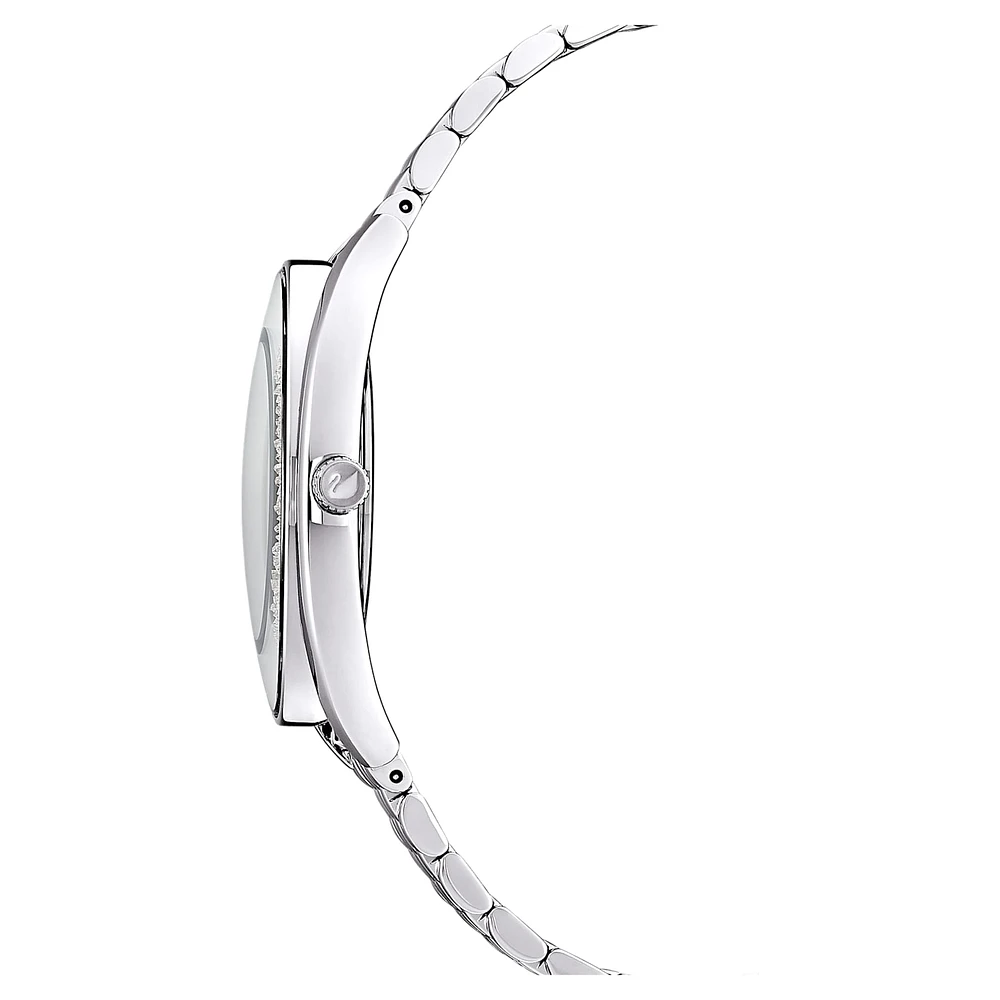 Crystalline Aura watch, Swiss Made, Metal bracelet, Silver Tone, Stainless steel by SWAROVSKI