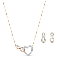 Swarovski Infinity set, Infinity and heart, White, Mixed metal finish by SWAROVSKI