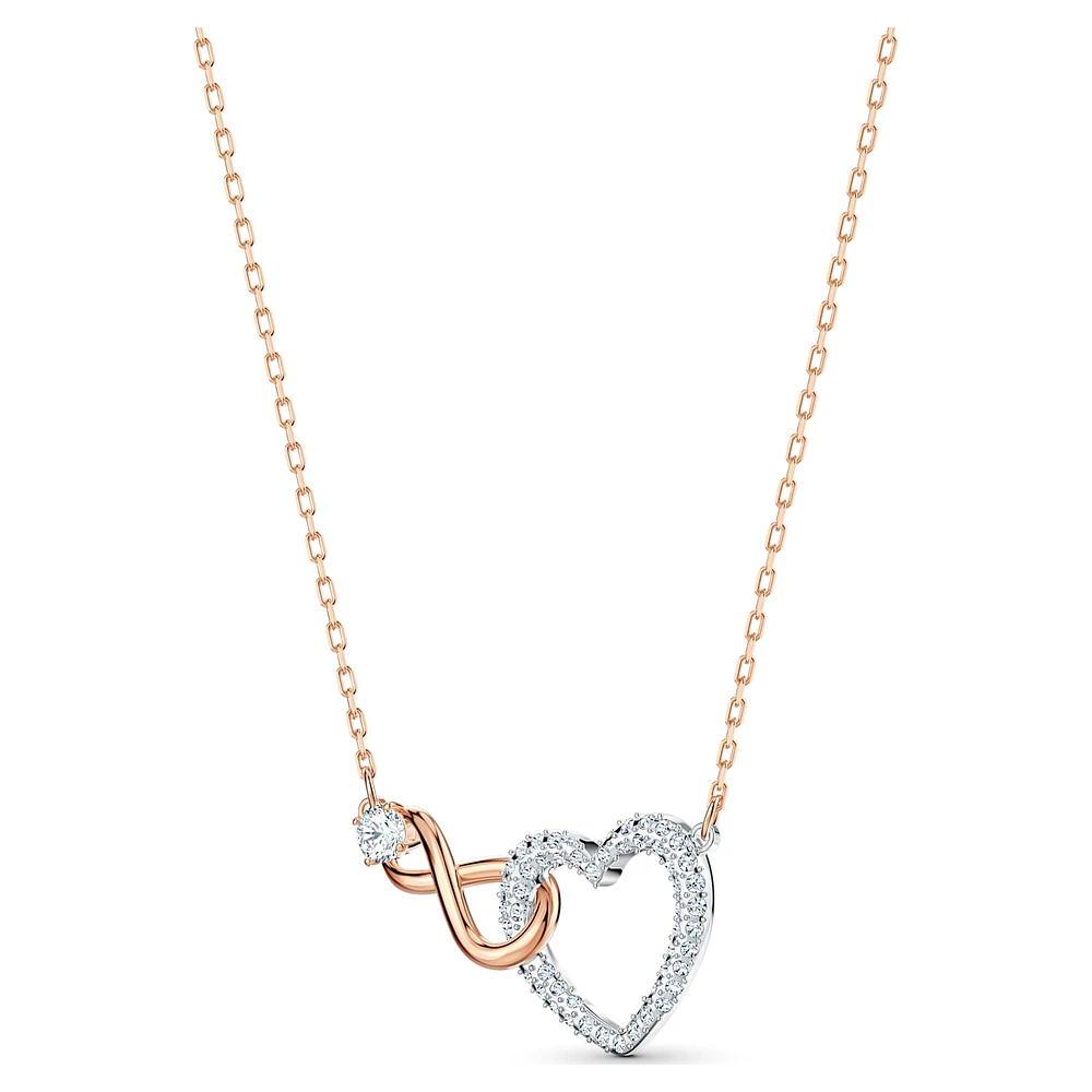 Swarovski Infinity set, Infinity and heart, White, Mixed metal finish by SWAROVSKI