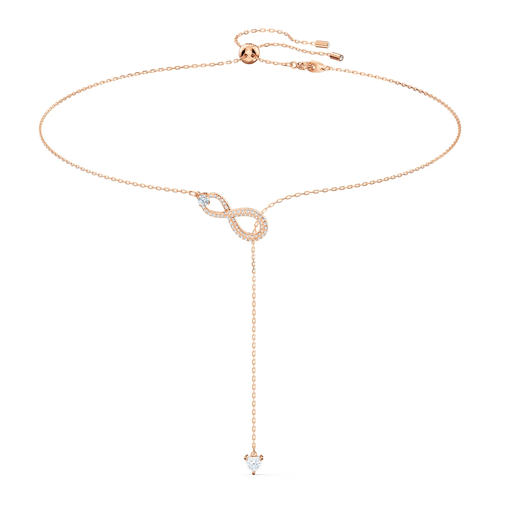 Swarovski Infinity Y necklace, Infinity, White, Rose gold-tone plated by SWAROVSKI
