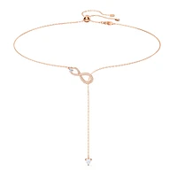 Swarovski Infinity Y necklace, Infinity, White, Rose gold-tone plated by SWAROVSKI