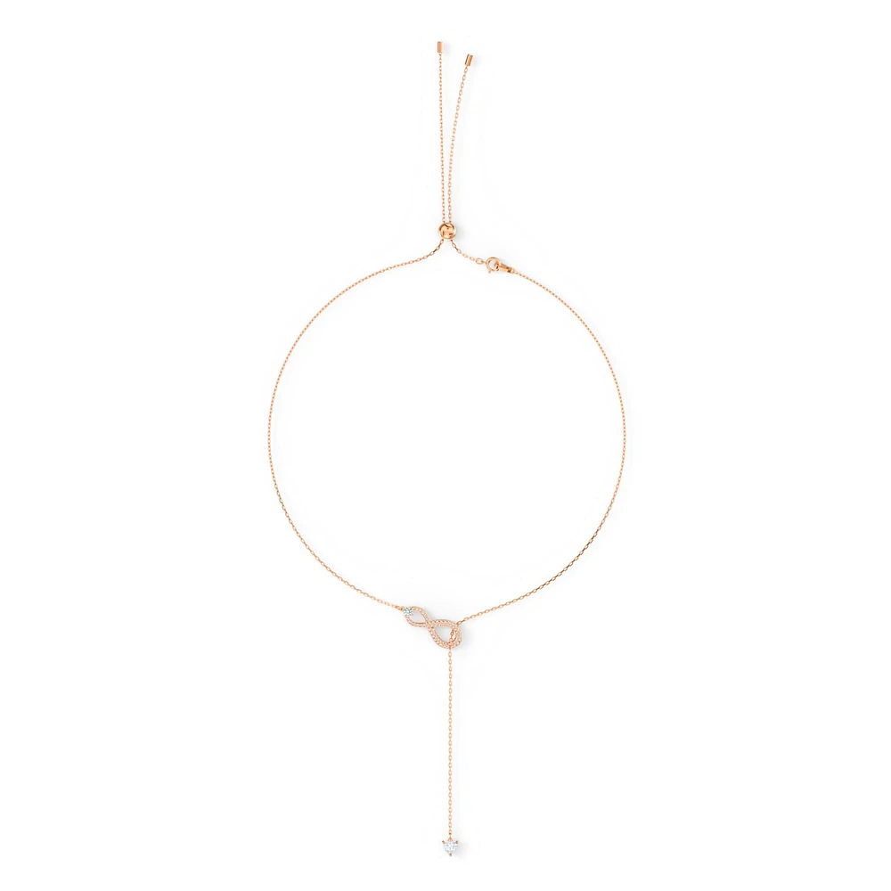 Swarovski Infinity Y necklace, Infinity, White, Rose gold-tone plated by SWAROVSKI