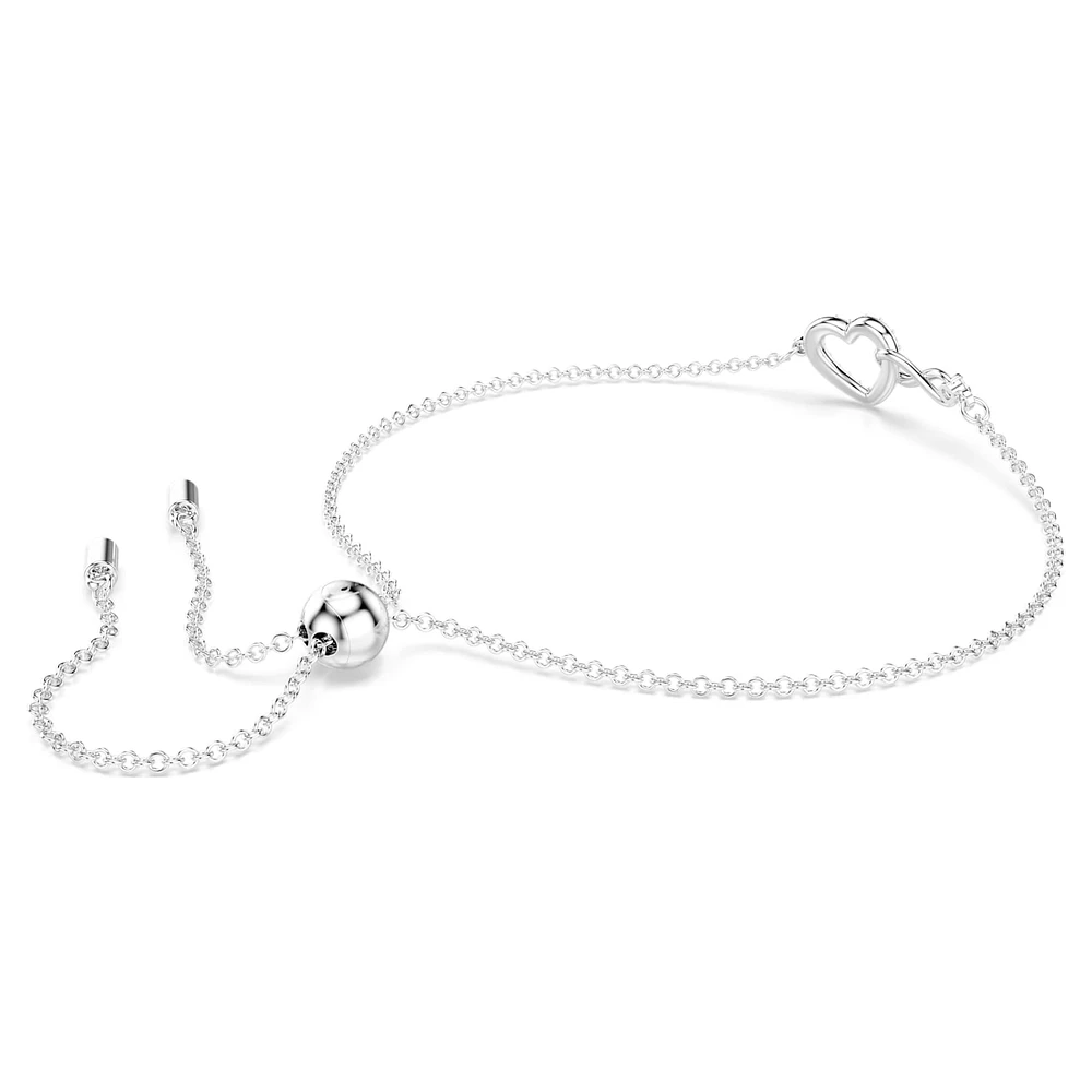 Swarovski Infinity bracelet, Infinity and heart, White, Rhodium plated by SWAROVSKI